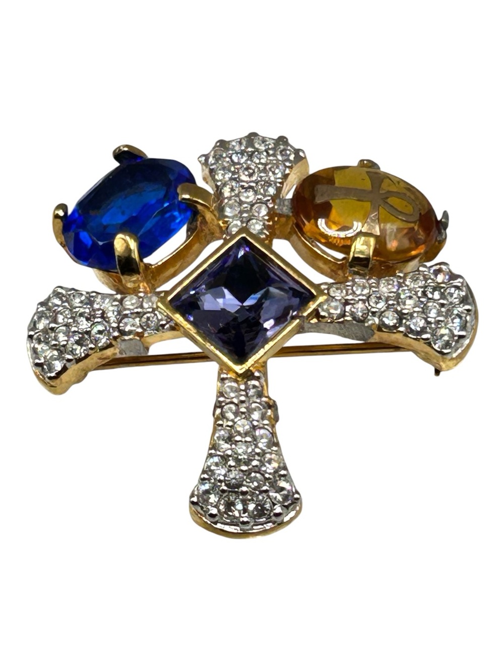 Retired Swarovski Byzantine Jeweled Rhinestone Cross and Ankh